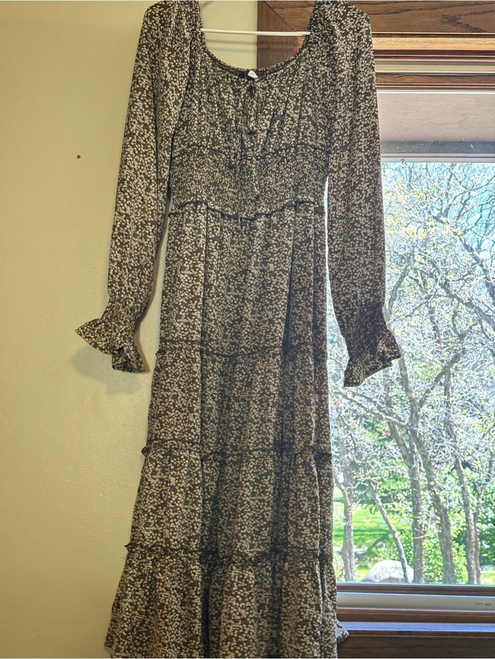 Long Sleeve Floral Maxi Dress in Brown and Black piper & scoot cottagecore